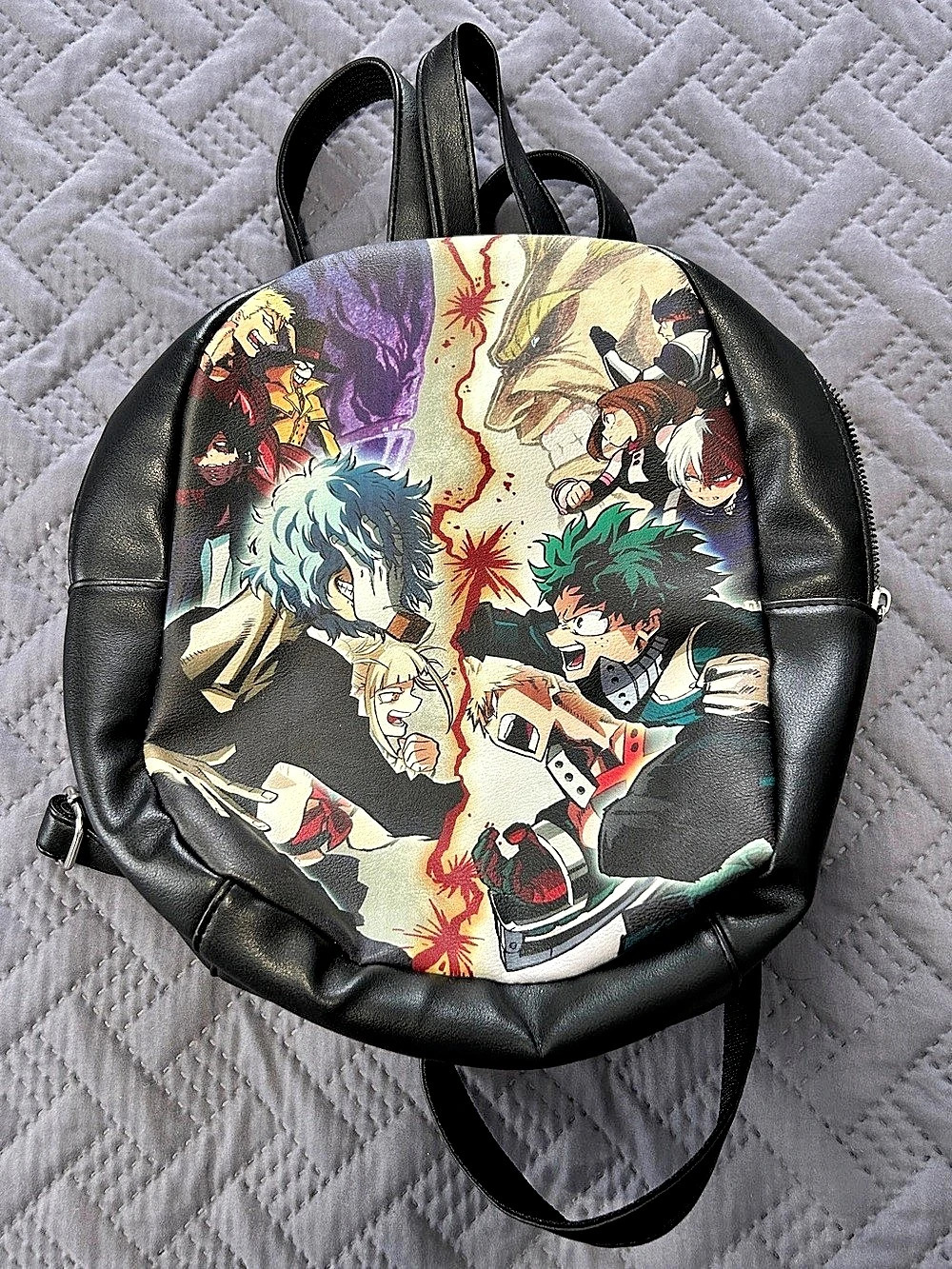 Heroes & Villains Anime-inspired character print backpack Printed Backpack Black